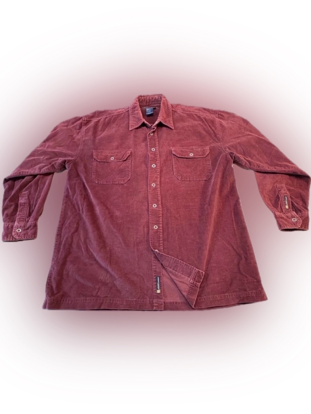 Point Zero Burgundy Corduroy Snap Button Down Shirt Large
